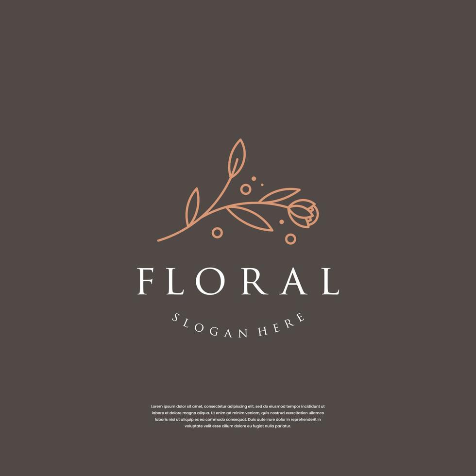 minimalista mano disegnato floreale logo design vettore