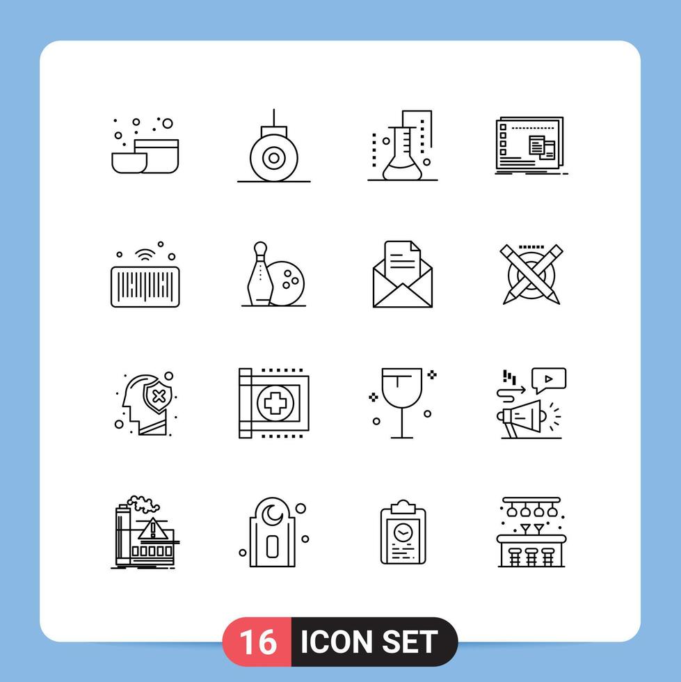 azione vettore icona imballare di 16 linea segni e simboli per Internet programma scienza laboratorio os Mac modificabile vettore design elementi