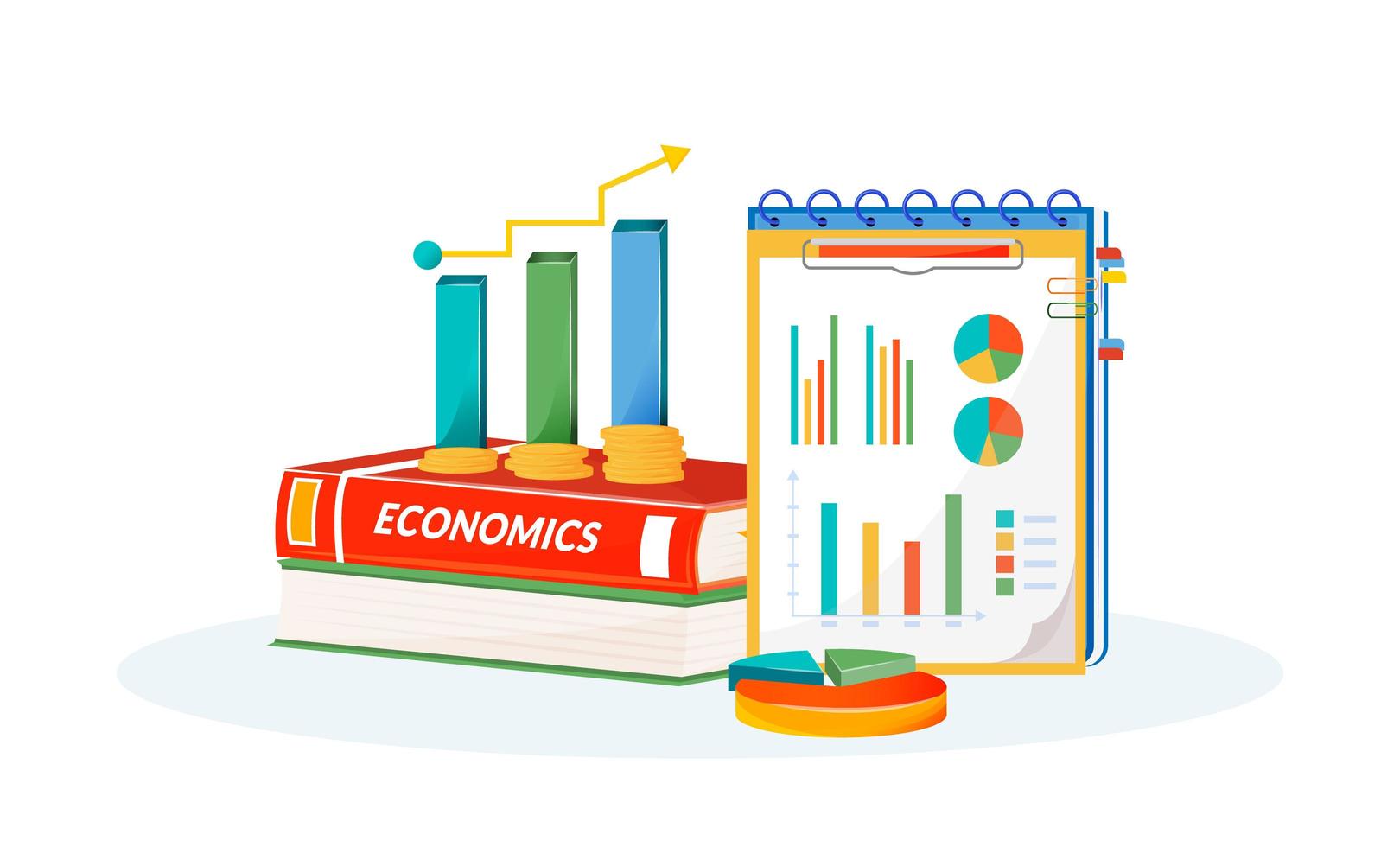 libri e grafici di economia vettore