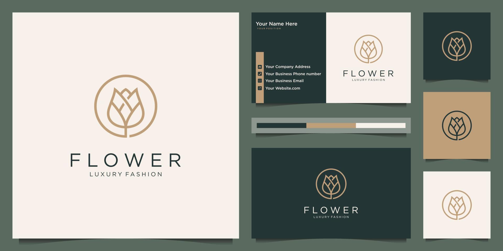 elegante fiore rosa bellezza, yoga e spa. logo design e attività commerciale carta vettore