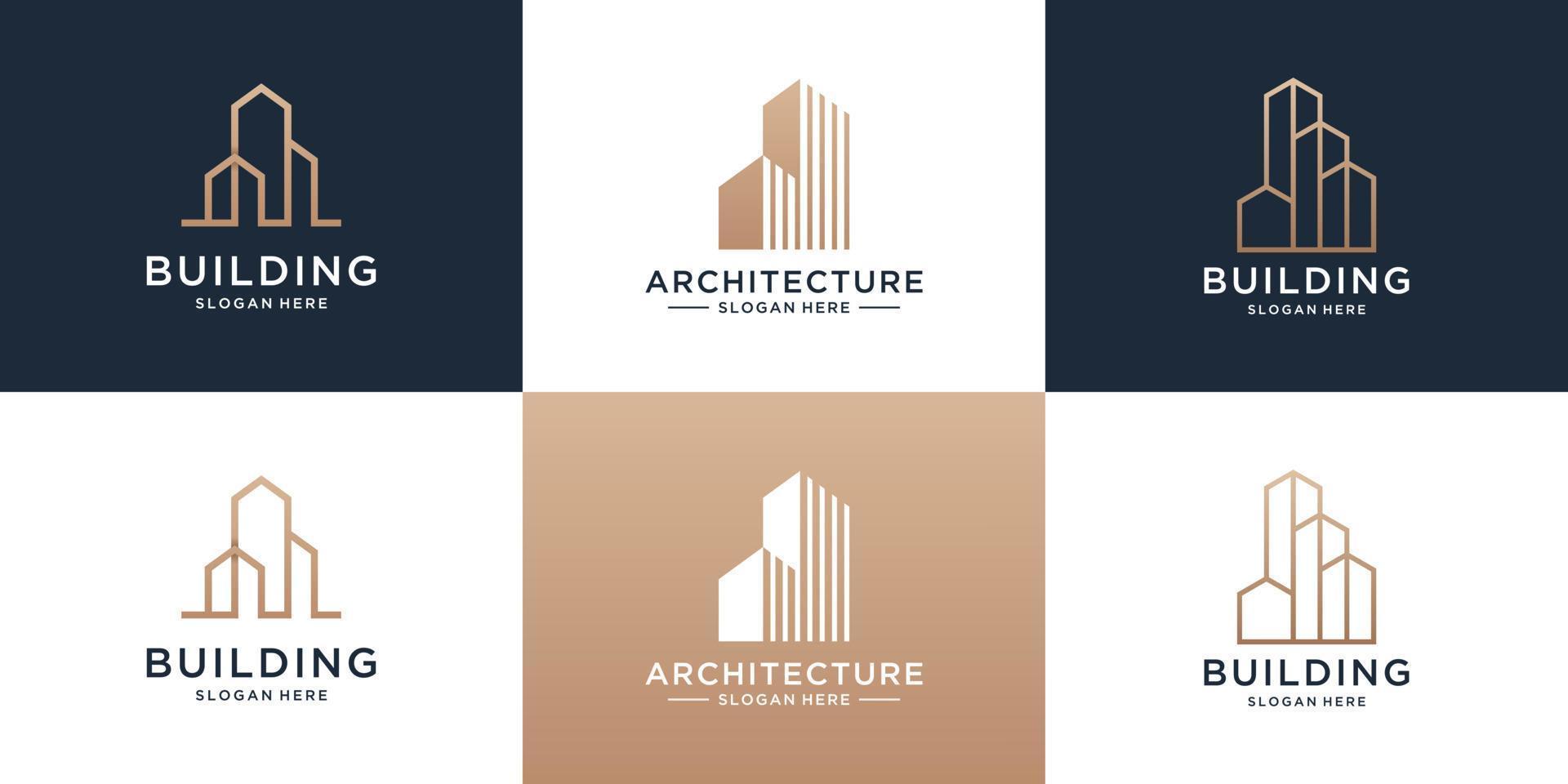 impostato di collezione vero tenuta appartamento logo design con edificio struttura vettore