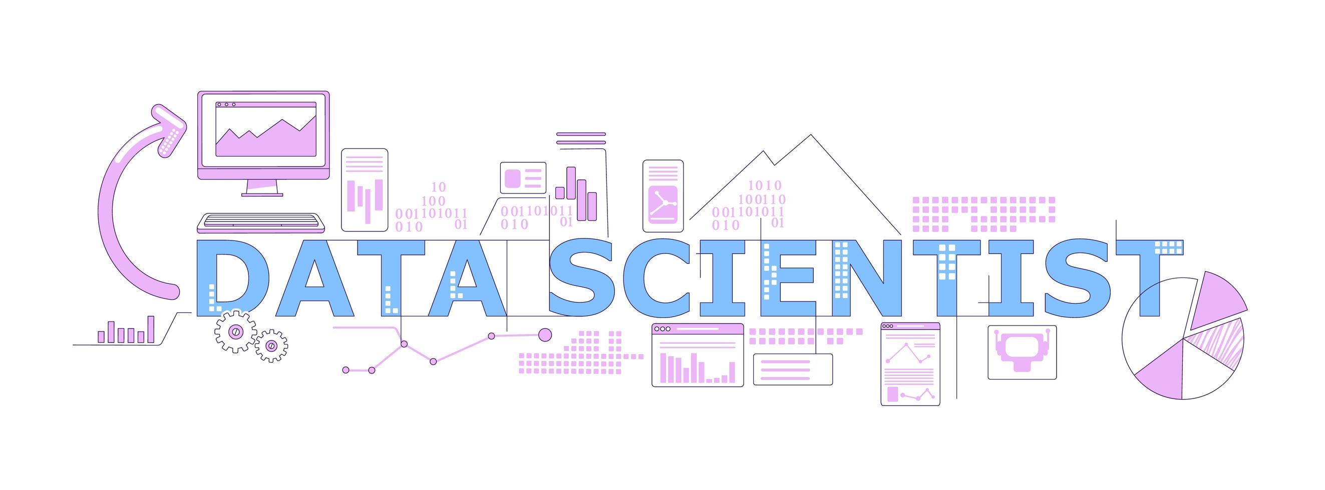 banner di parola di data scientist vettore