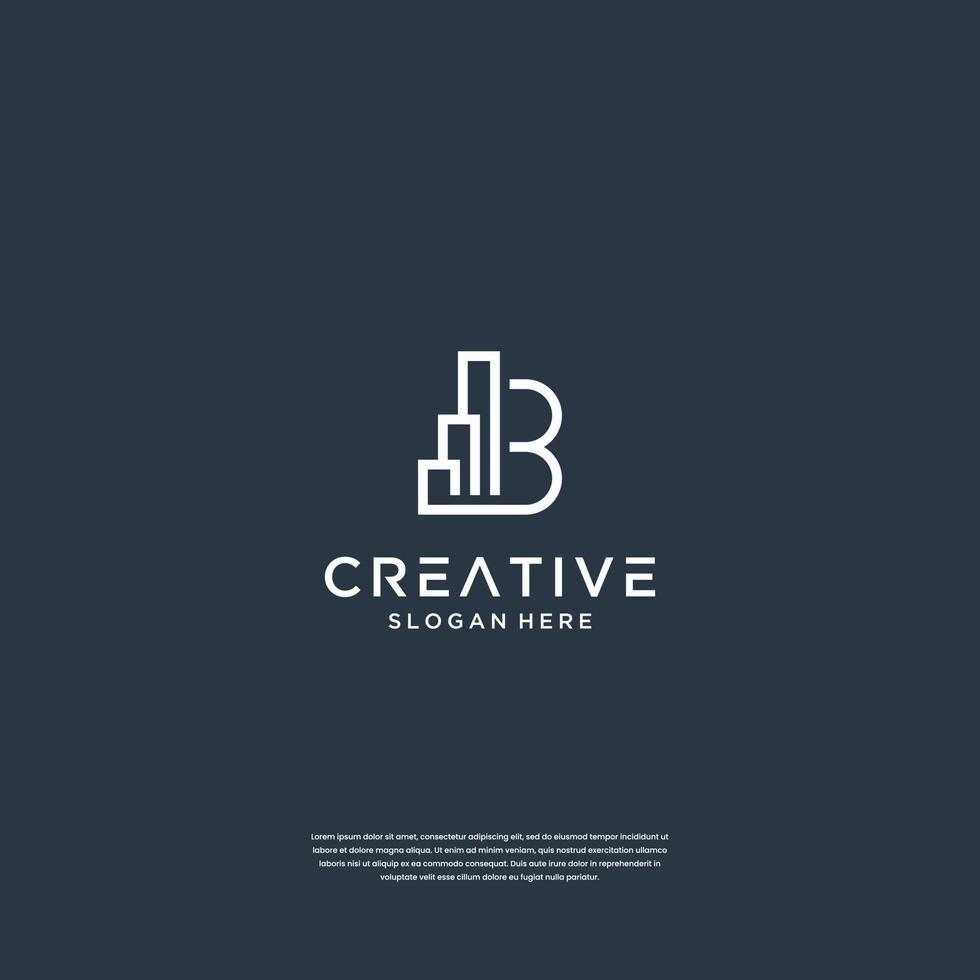 minimalista iniziale B con edificio logo design architettura vettore
