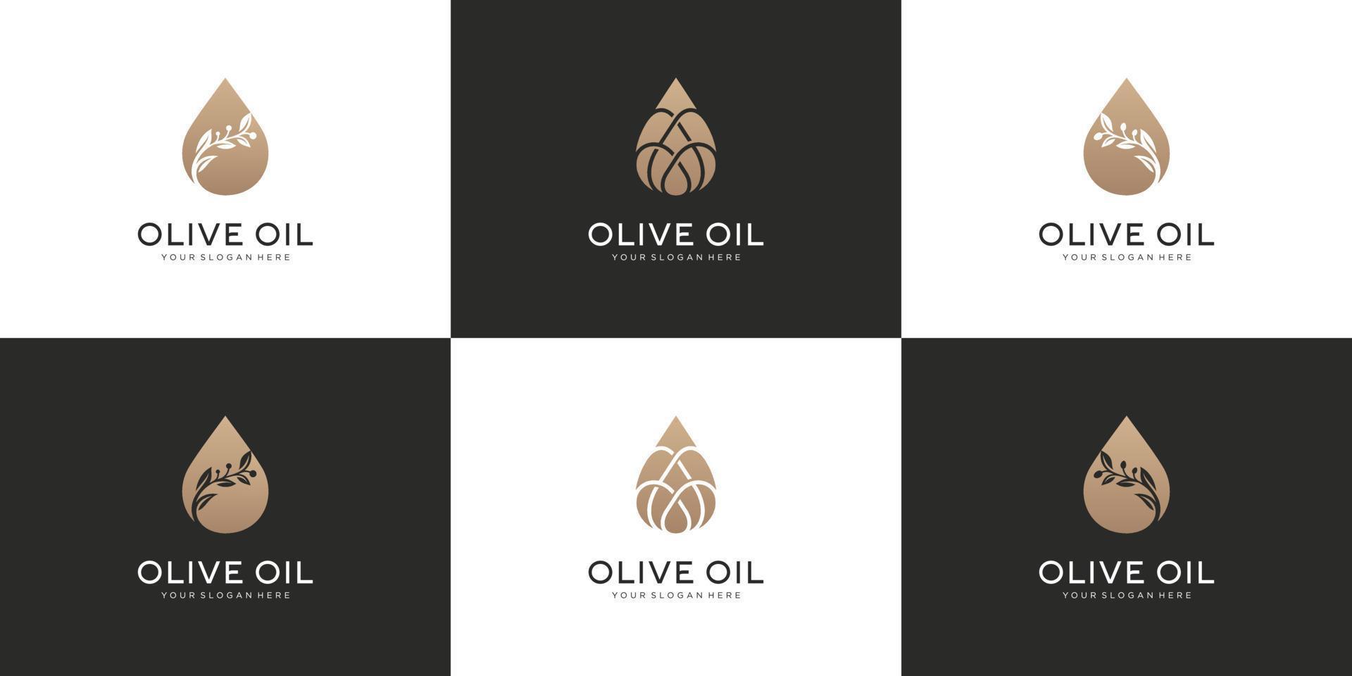 impostato collezione oliva olio, simboli per bellezza salone, cura della pelle, cosmetici, yoga e terme prodotti. vettore