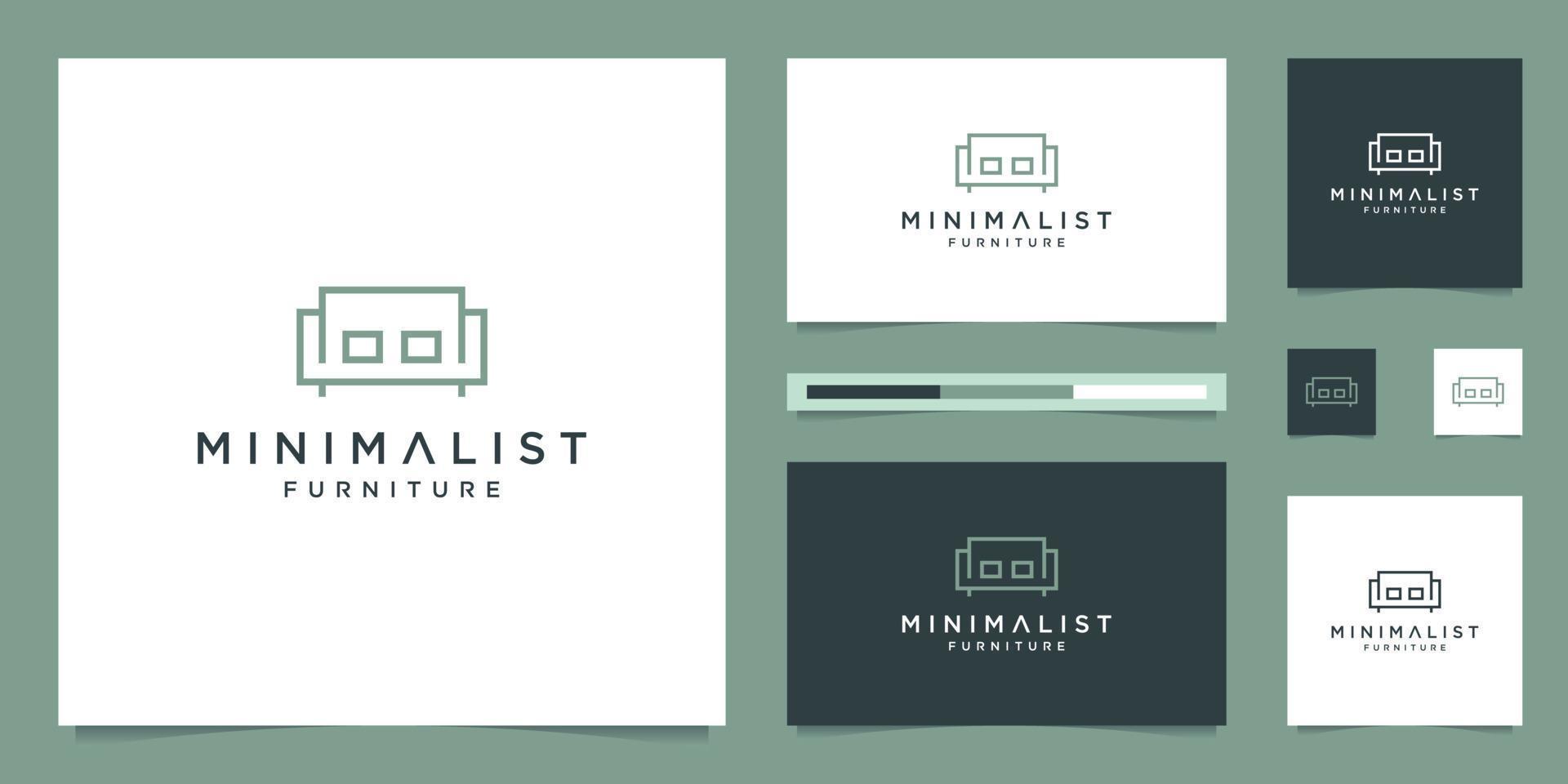 premio mobilia logo design. lussuoso interno design linea divano sedie. vettore