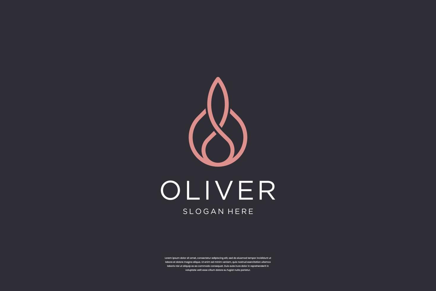 minimalista elegante oliva olio logo design con linea arte stile vettore