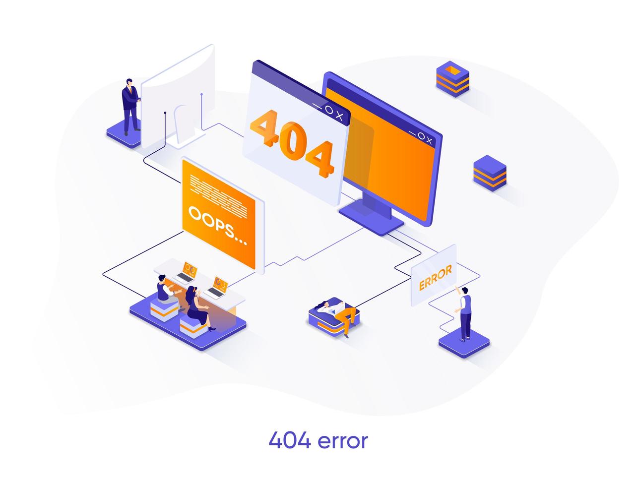Banner web isometrico errore 404. vettore