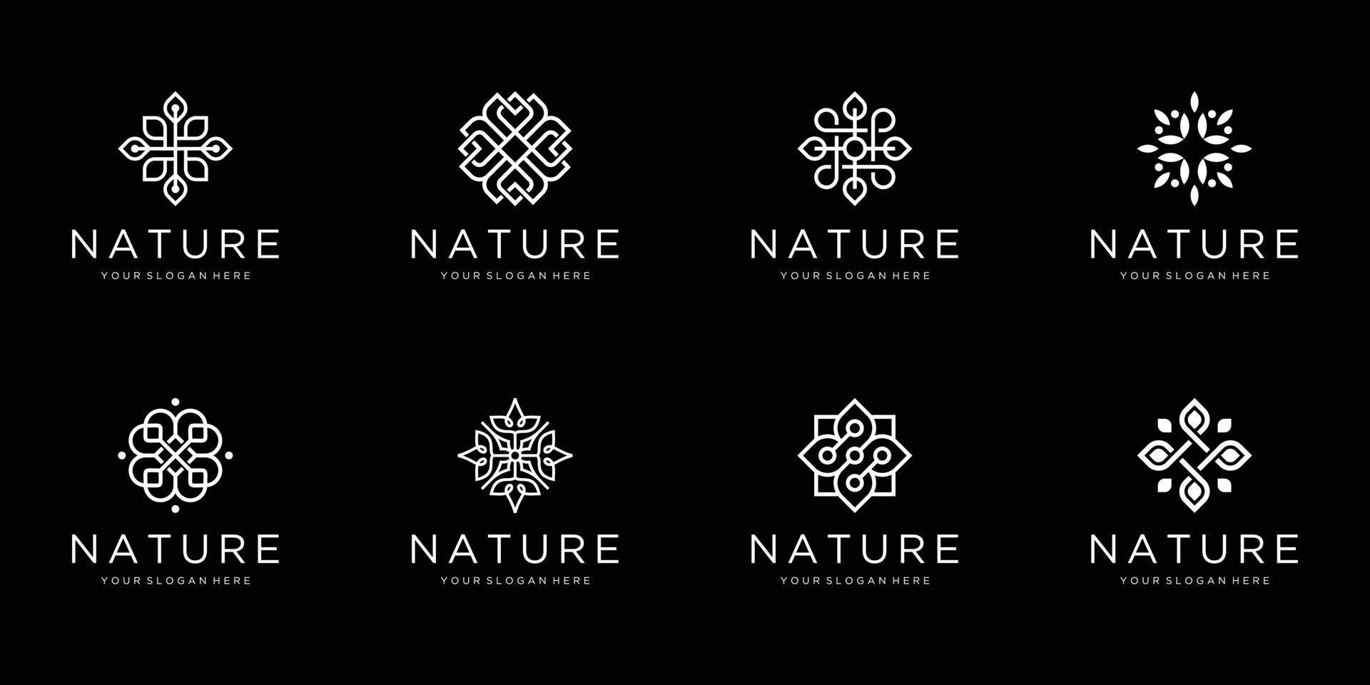 impostato collezione fiore logo design linea arte. può essere Usato per bellezza saloni, decorazioni, boutique, terme, yoga, cosmetico e pelle cura prodotti. premio attività commerciale carta vettore