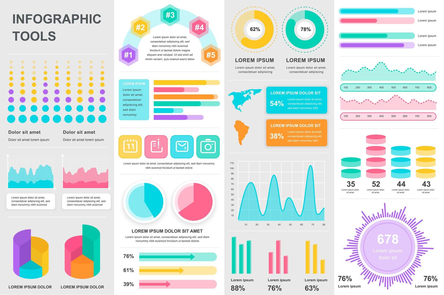 bundle infografica ui, ux, kit elements. vettore