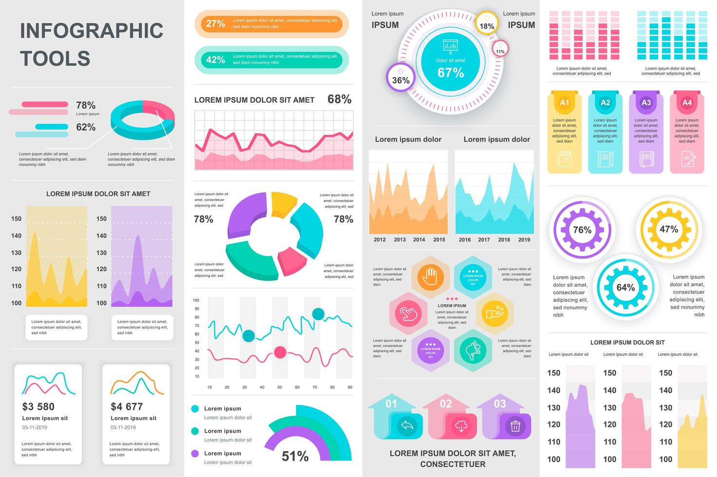 bundle infografica ui, ux, kit elements. vettore