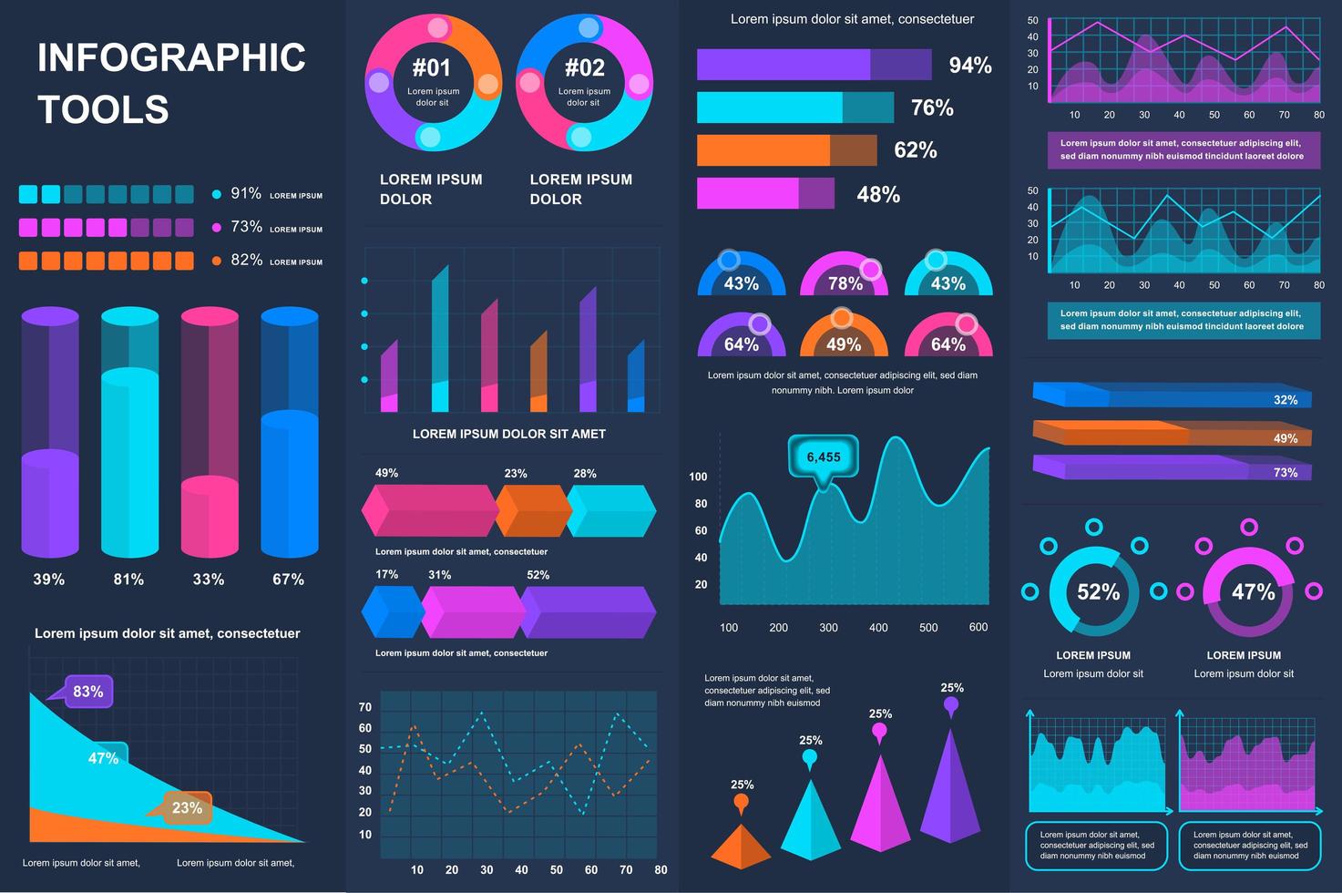 bundle infografica ui, ux, kit elements. vettore