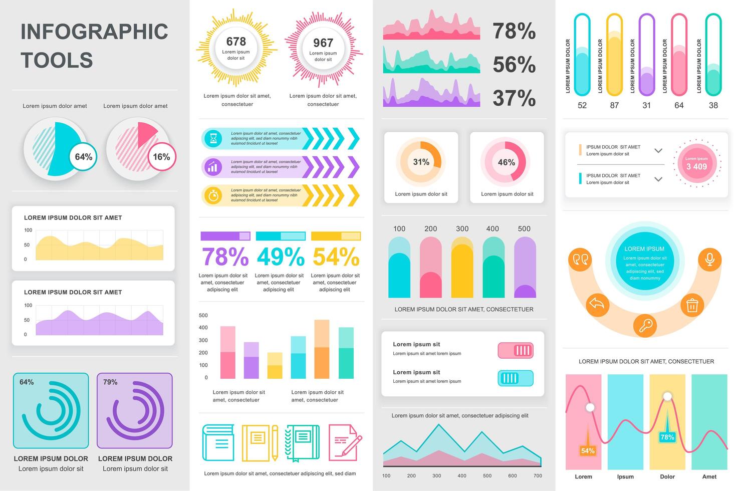 bundle infografica ui, ux, kit elements. vettore