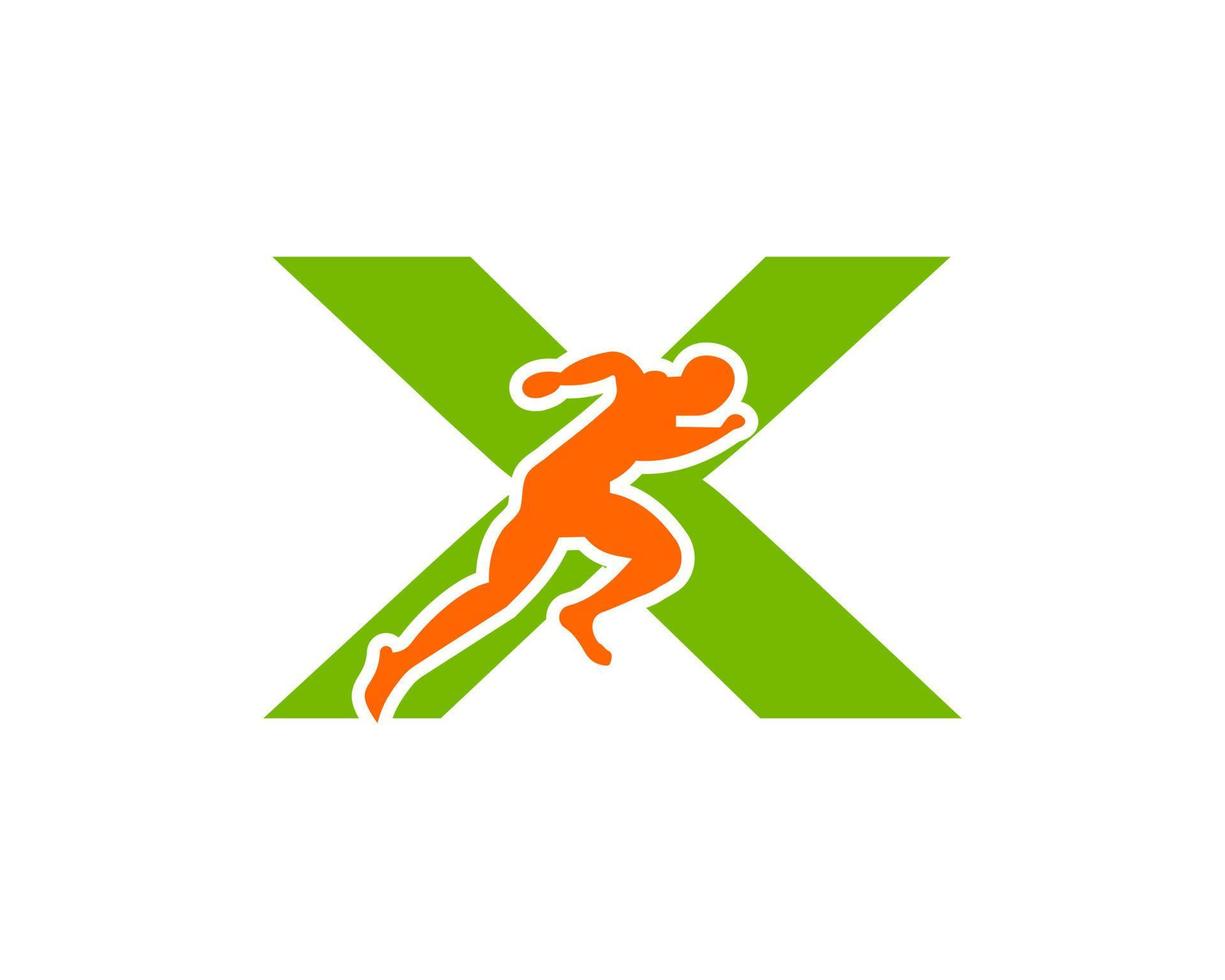 sport in esecuzione uomo lettera X logo. in esecuzione uomo logo modello per maratona logotipo vettore