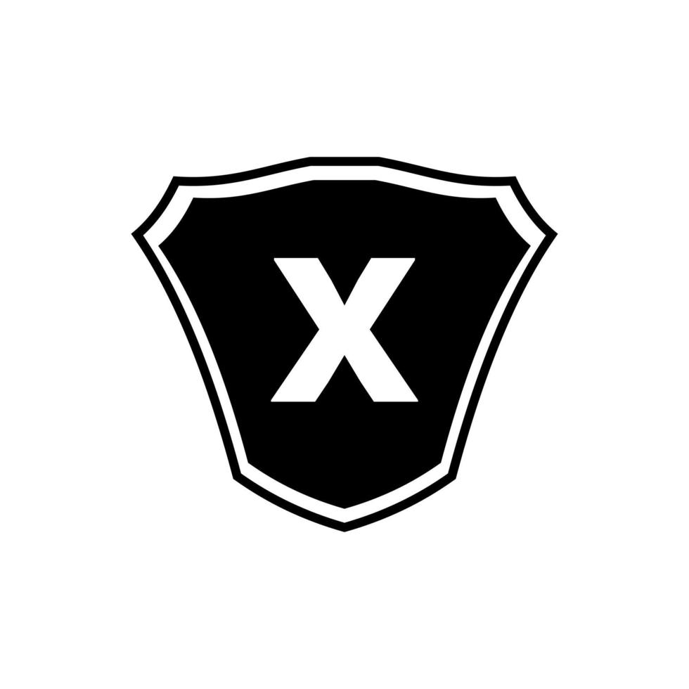 lettera X scudo logo design vettore