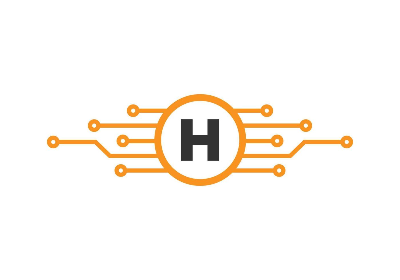 lettera h tecnologia logo. Rete logo design vettore