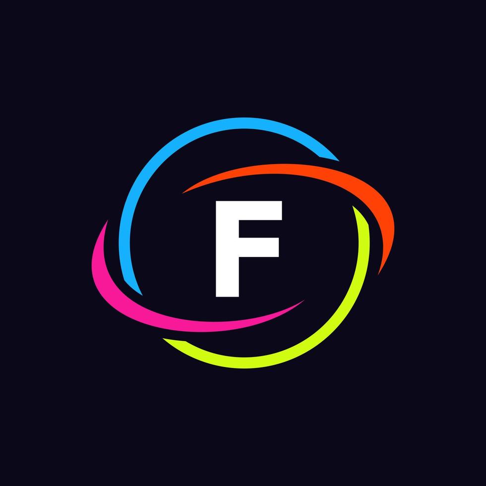 lettera f tecnologia logo design vettore