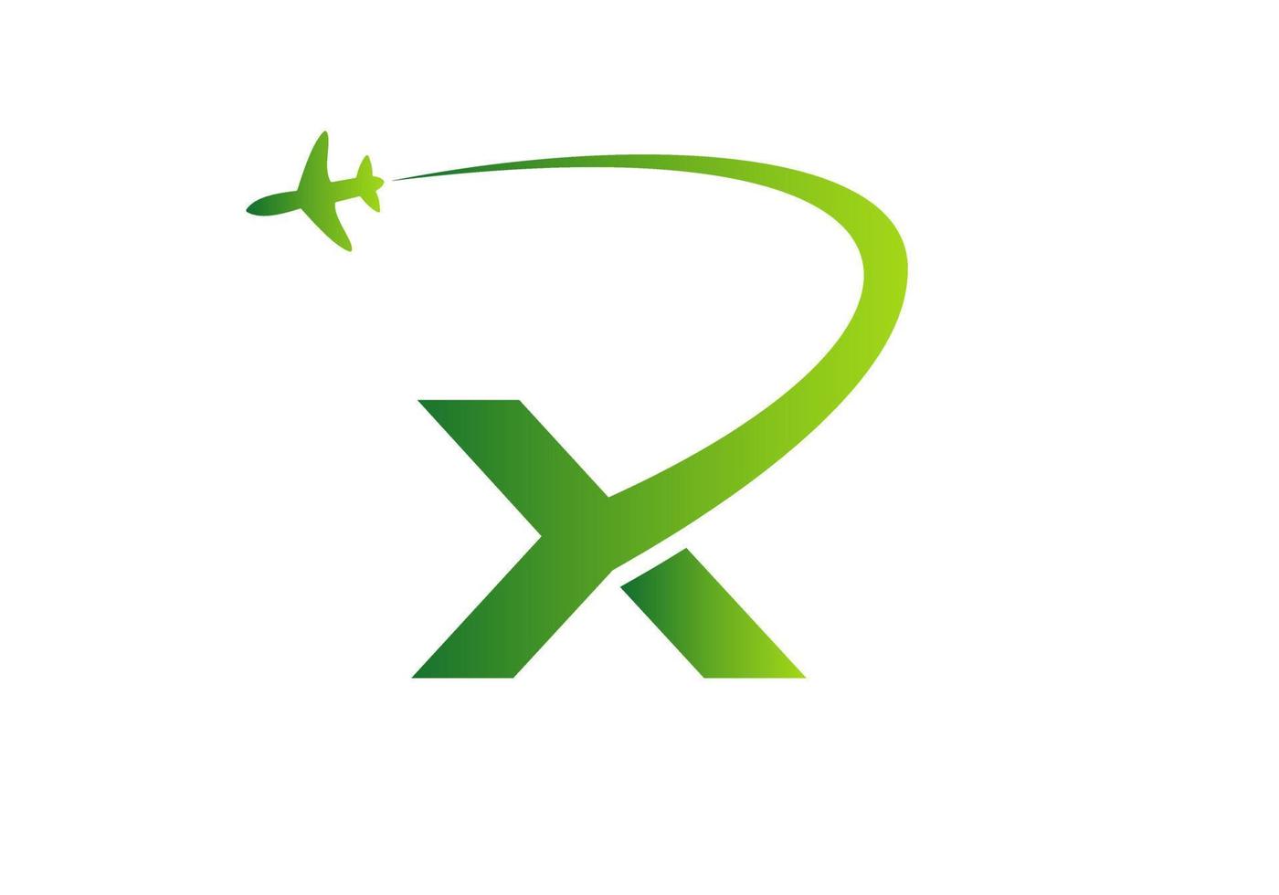 lettera X viaggio logo design concetto con volante aereo simbolo vettore