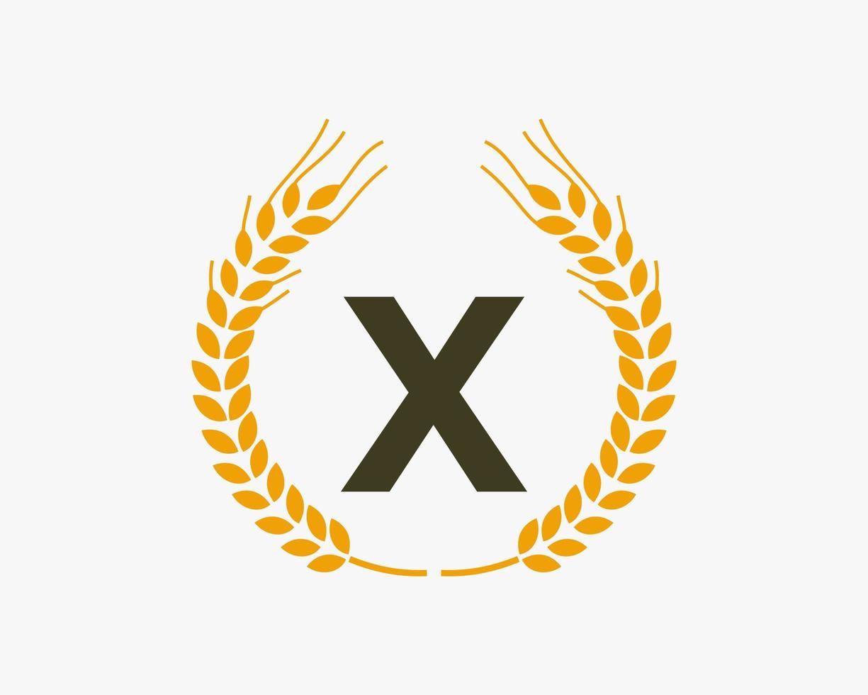 lettera X agricoltura logo design con Grano simbolo vettore