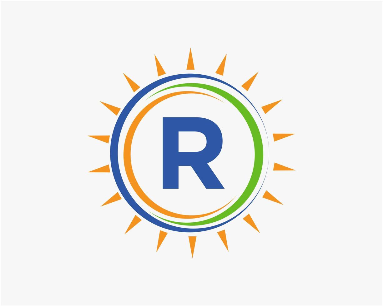 lettera r sole logo. solare pannello azienda agricola elettrico agricoltura industria logo modello vettore