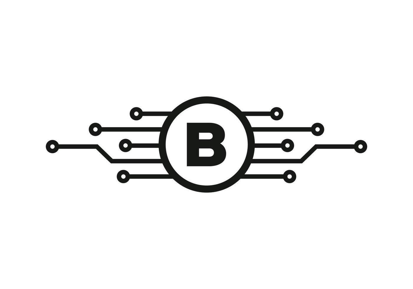 lettera B tecnologia logo. Rete logo design vettore