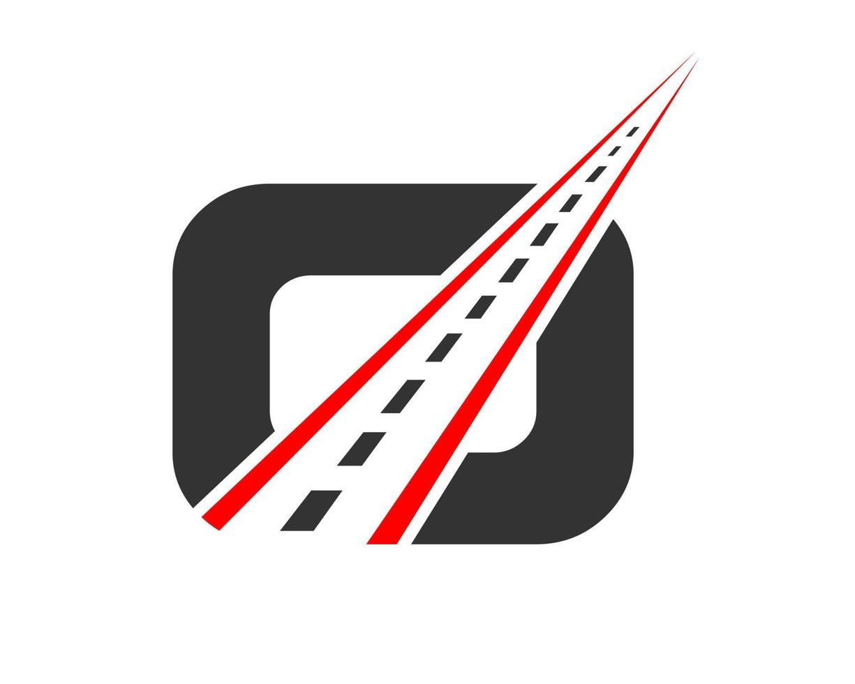 trasporto logo con o lettera concetto. strada logo design modello vettore