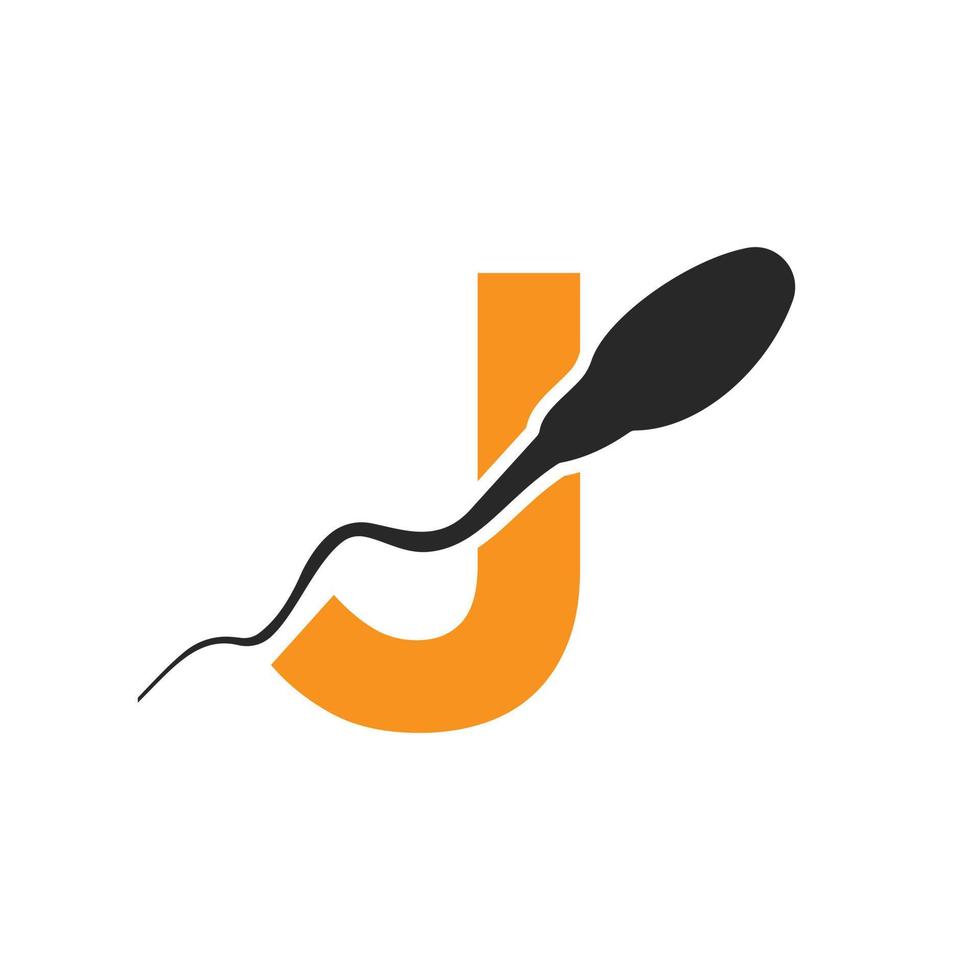 lettera j sperma logo. sperma cellula banca medico logo vettore