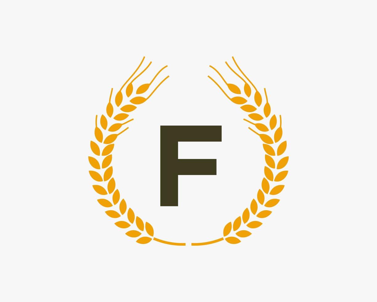 lettera f agricoltura logo design con Grano simbolo vettore