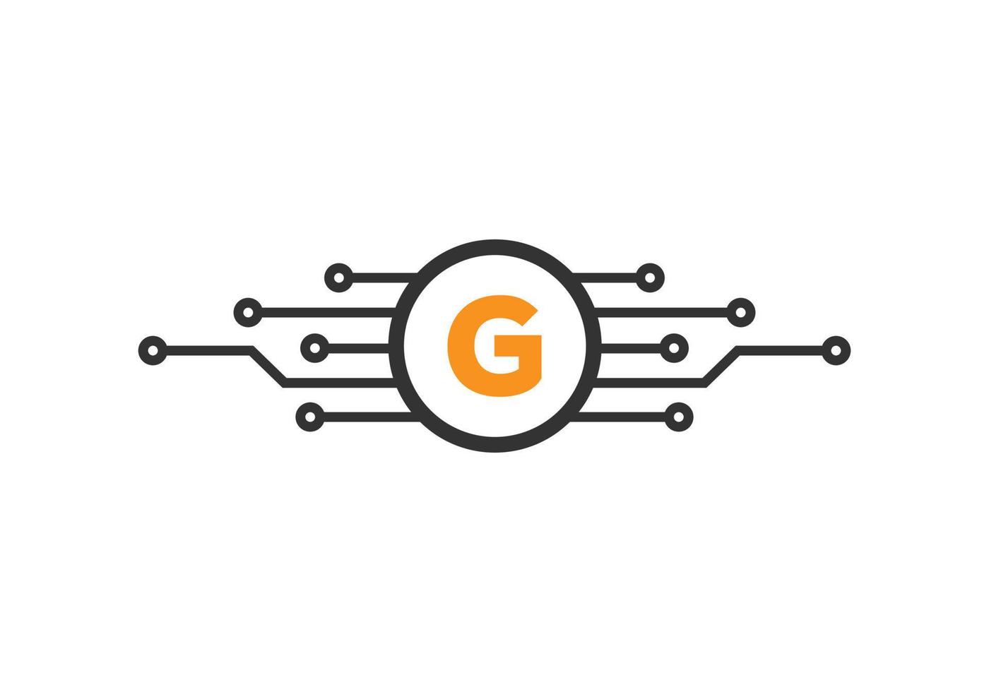 lettera g tecnologia logo. Rete logo design vettore