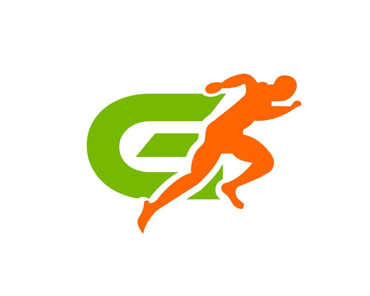 sport in esecuzione uomo lettera g logo. in esecuzione uomo logo modello per maratona logotipo vettore