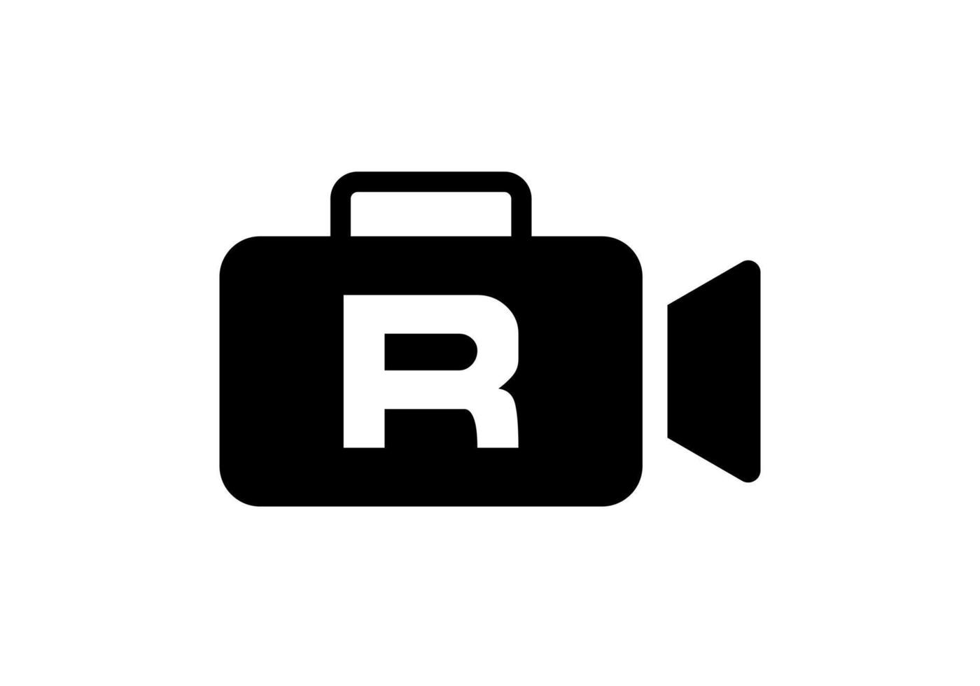 lettera r film video telecamera logo design cinema film e videografia cartello vettore