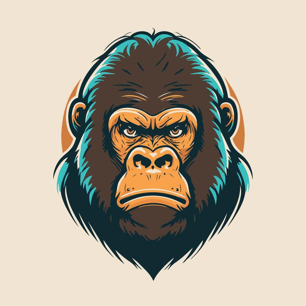 gorilla testa logo portafortuna design modello. scimmia logo vettore illustrazione