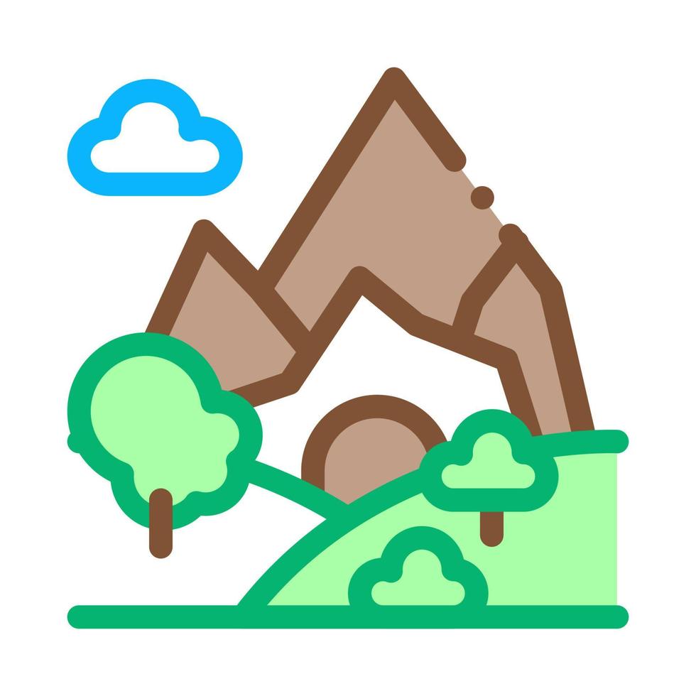 montagna paesaggio icona vettore schema illustrazione