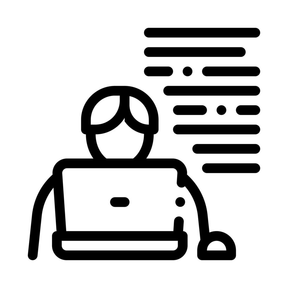 scrittore il computer portatile icona vettore schema illustrazione