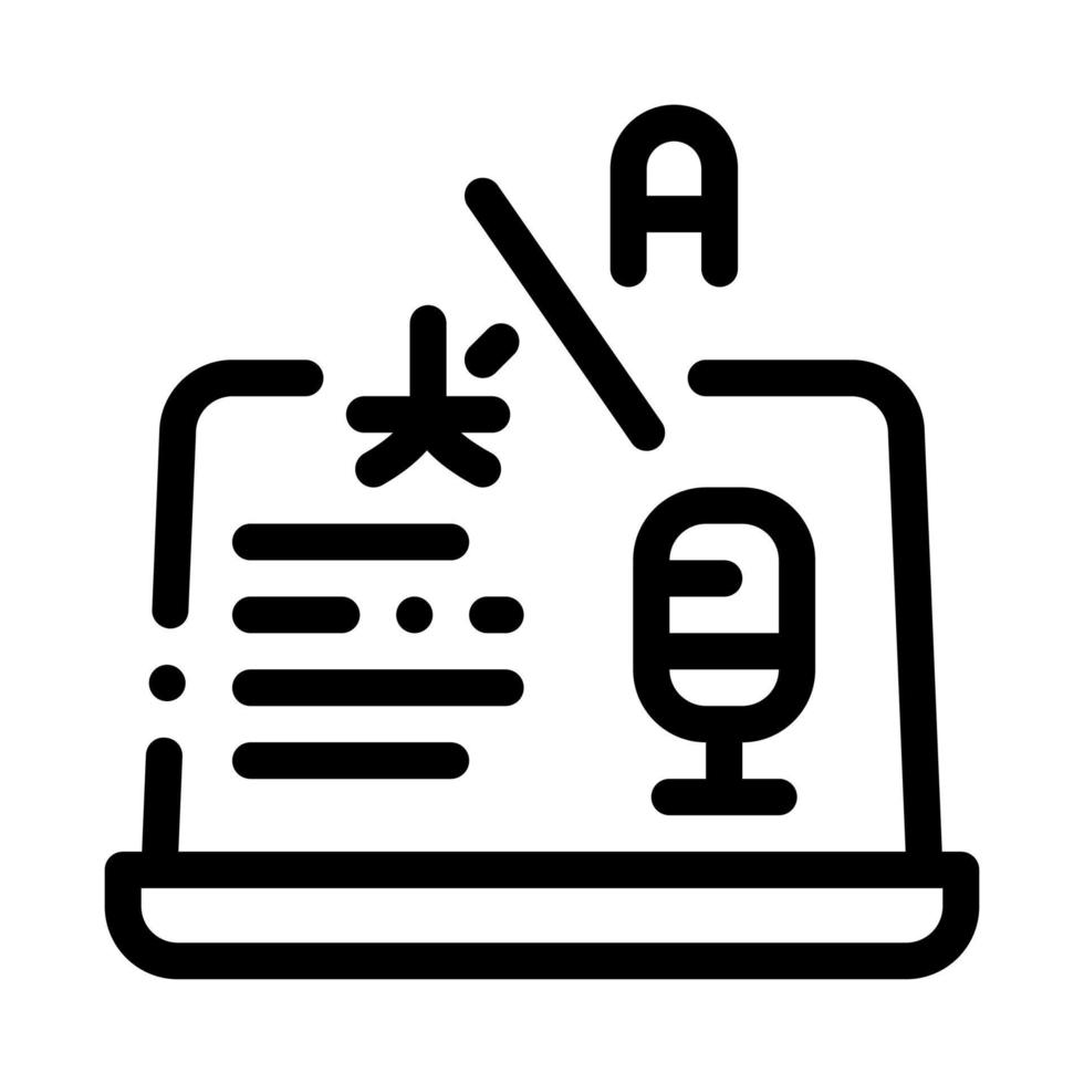 il computer portatile traduzione programma icona magro linea vettore