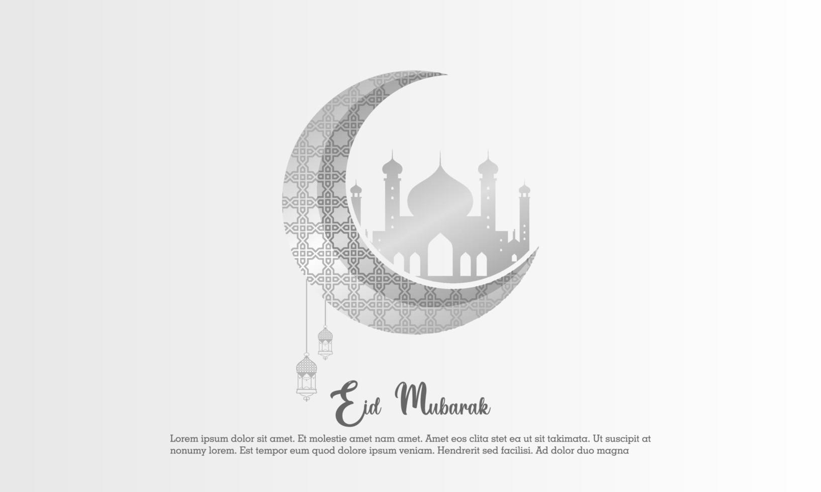 contento eid mubarak, islamico saluto carta bianca colore design sfondo con islamico moderno ornamento vettore