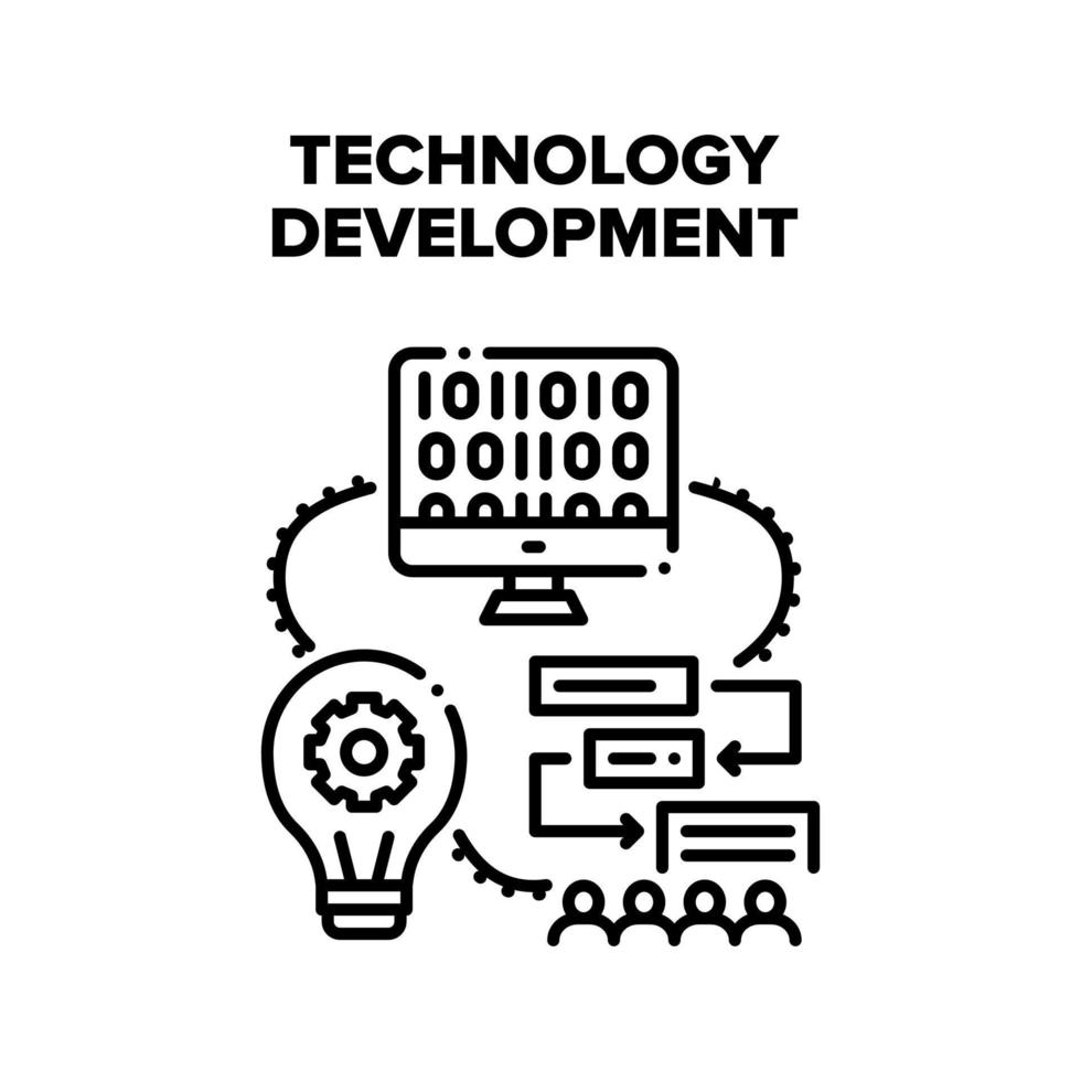 tecnologia sviluppo vettore nero illustrazione