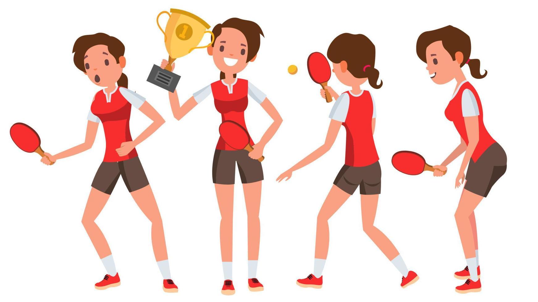 tavolo tennis giovane donna giocatore vettore. colpi di scena il sfera. ping pong. ragazza atleta. piatto cartone animato illustrazione vettore