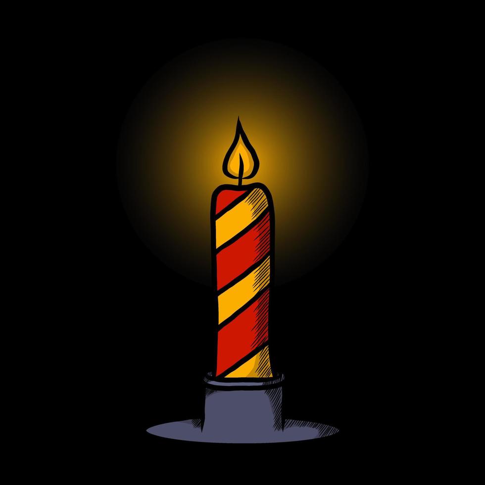 candela simbolo allegro Natale logo Vintage ▾ mano disegnato vettore. candela Natale decorazione cartone animato icona vettore