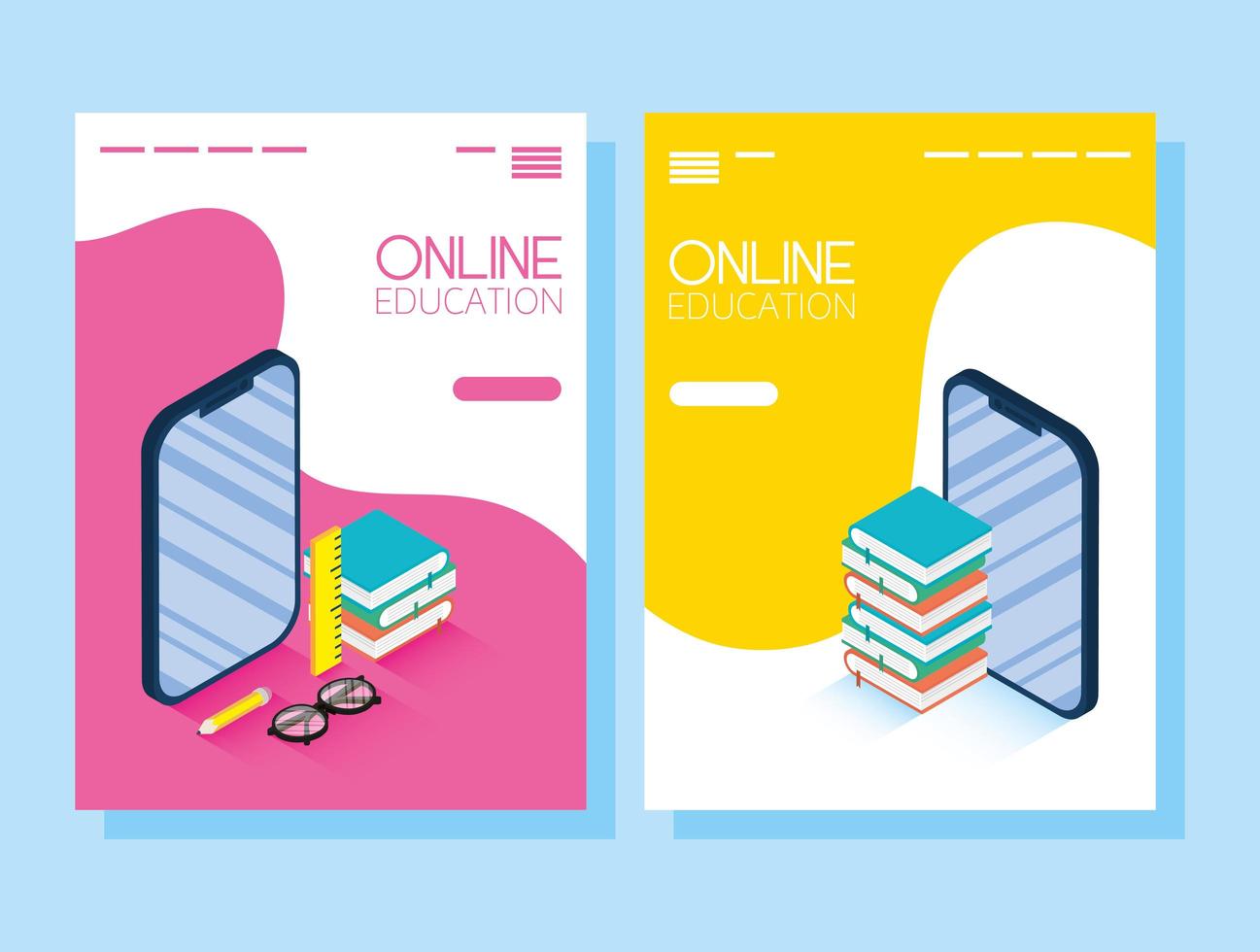 banner di formazione online ed e-learning impostato con smartphone vettore