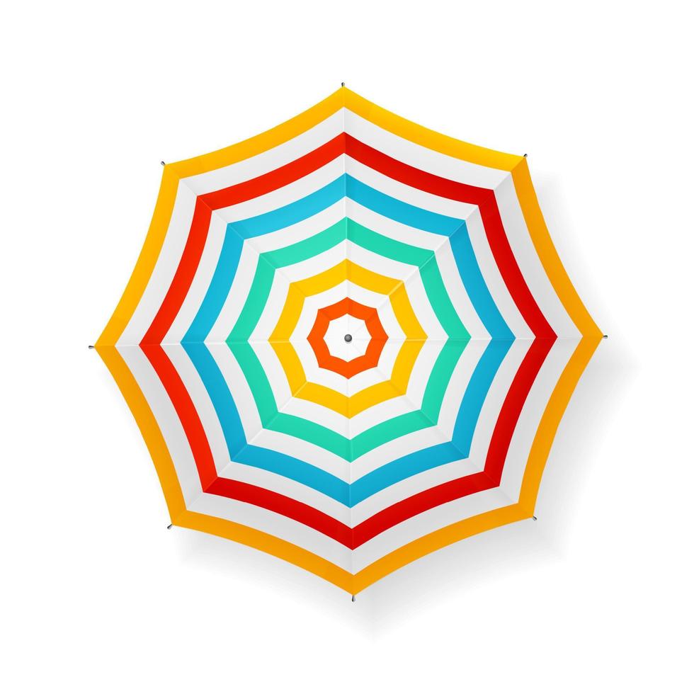 realistico dettagliato 3d a strisce sole ombrello. vettore