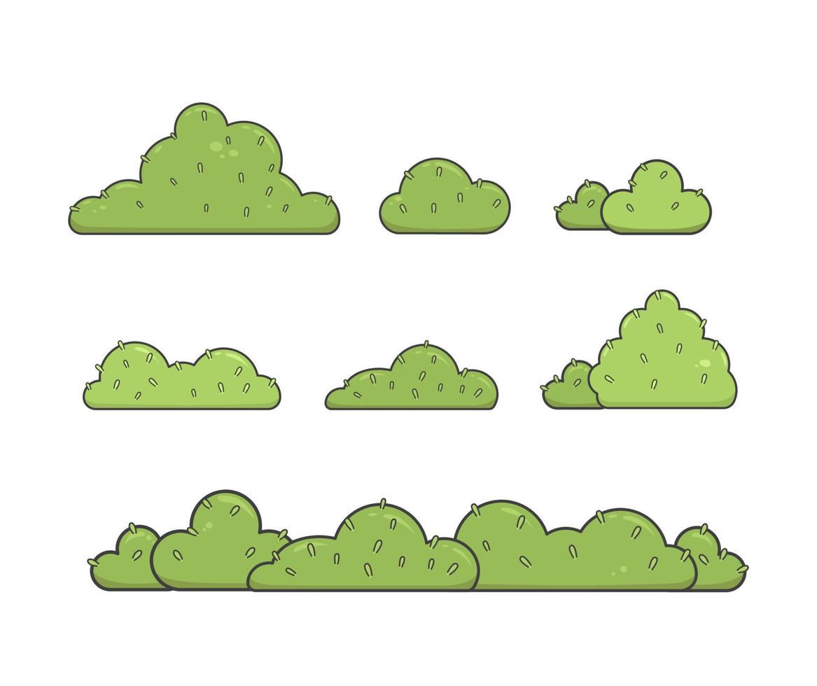 verde cespuglio cartone animato illustrazione semplice collezione vettore impostato