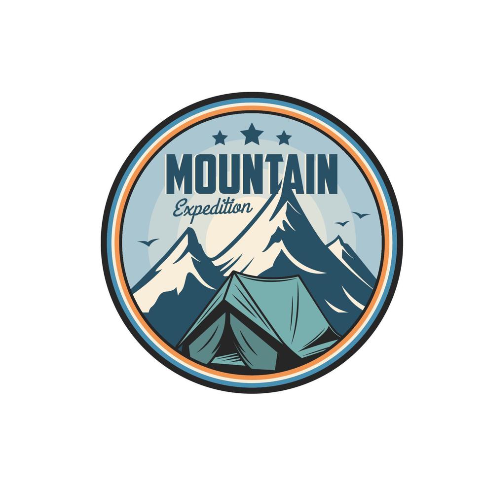 montagna spedizione icona, alpinismo, escursioni a piedi vettore