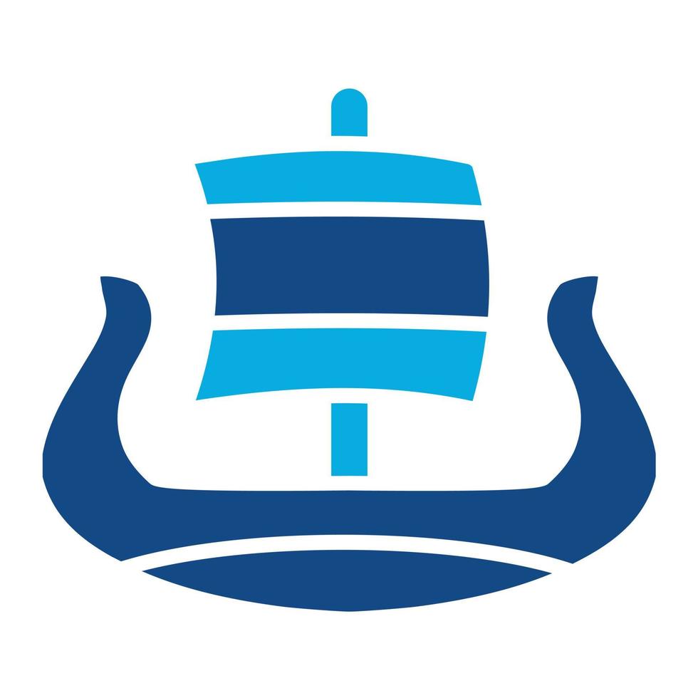 icona a due colori del glifo della nave vichinga vettore