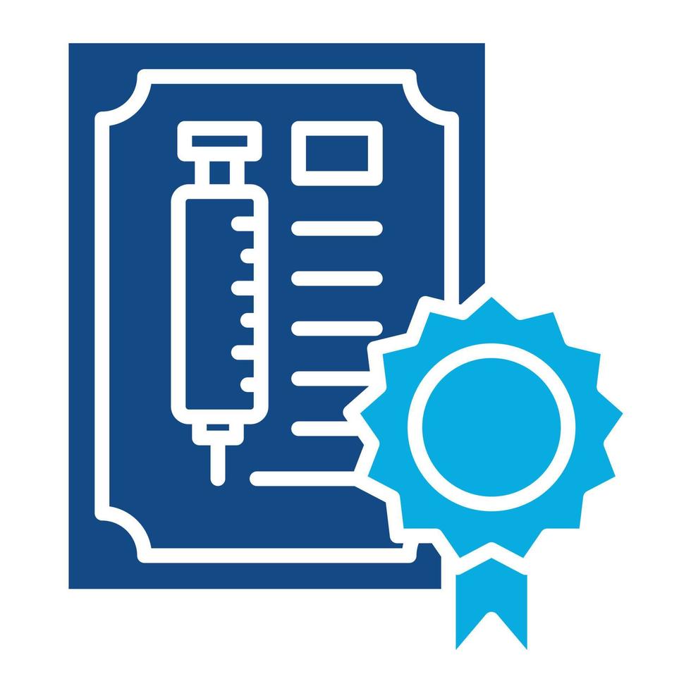 vaccinazione certificato glifo Due colore icona vettore