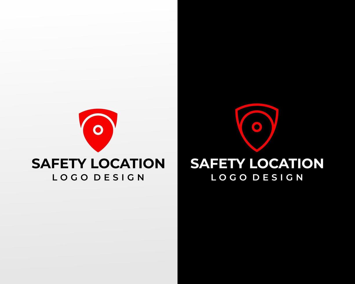 scudo e Posizione icona logo design. vettore