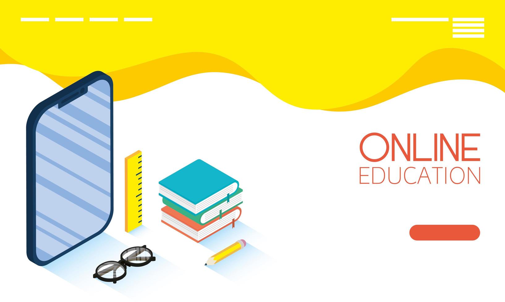 banner di formazione online ed e-learning con smartphone vettore