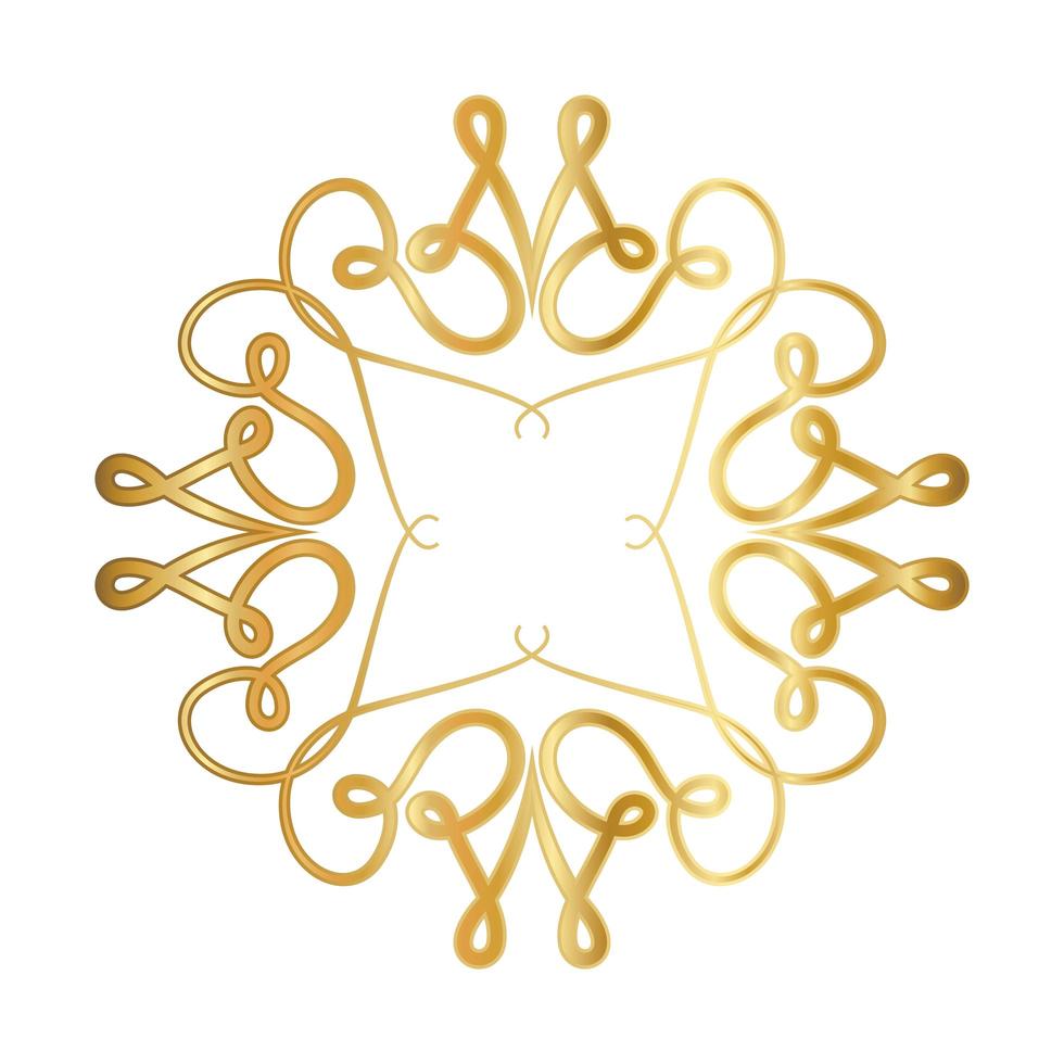 cornice ornamento d'oro con design curve vettore