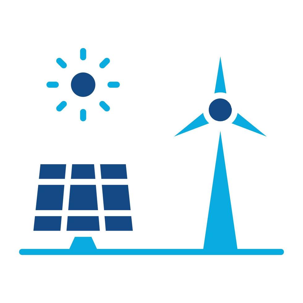 icona a due colori del glifo delle energie rinnovabili vettore