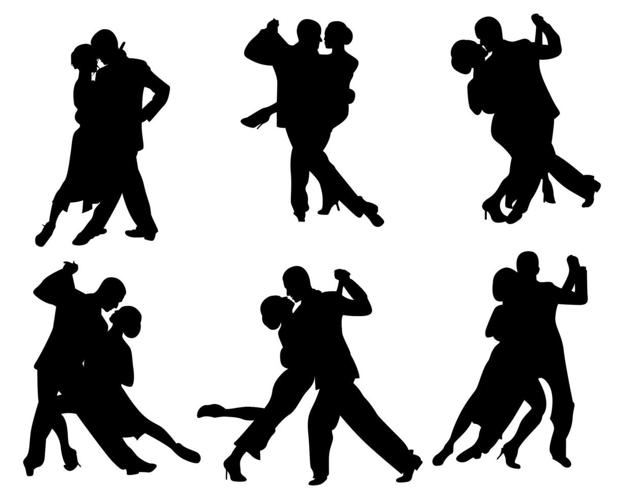 romantico danza silhouette vettore collezione.