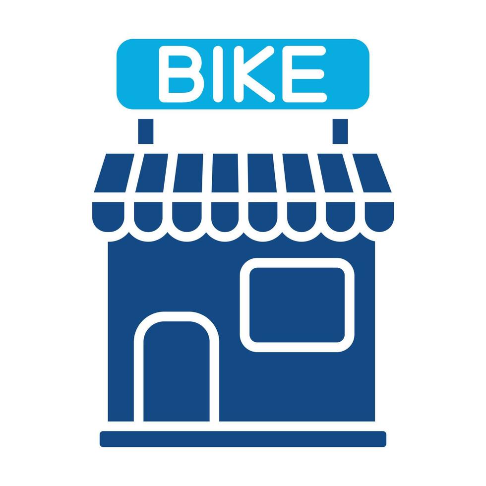 bicicletta negozio glifo Due colore icona vettore